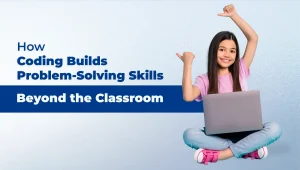 Students learning coding and using programming to develop problem-solving skills beyond the classroom.